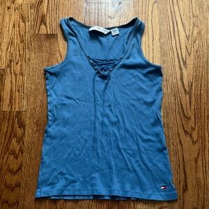 Size L - Blue tank top with tie string